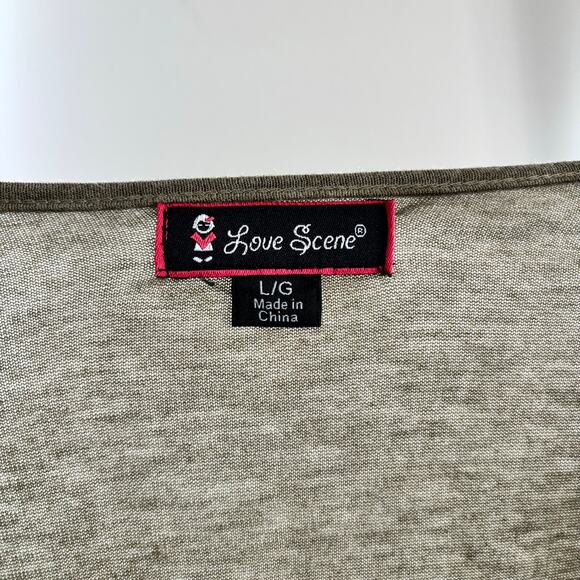 Love Scene Women's Green Floral V-Neck Sleeveless Top Blouse Size Large - Picture 2 of 8